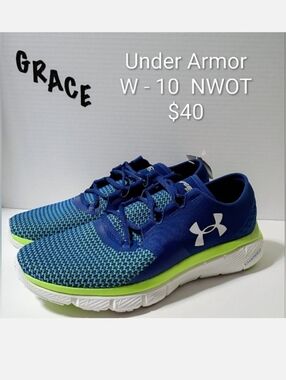 Under Armour Blue and Neon Green Running Shoes